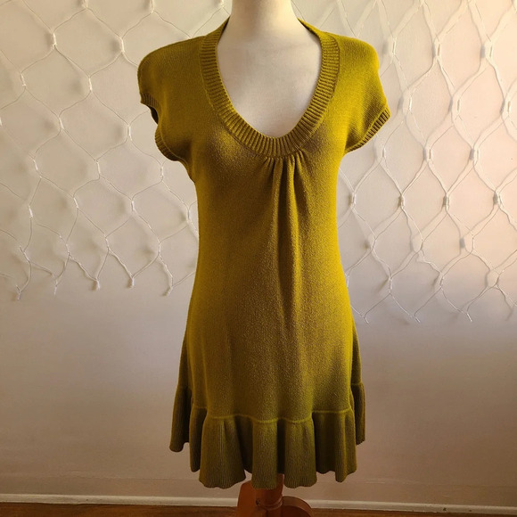 Anthropologie Sparrow Knit Dress | Citron | Size Large - Picture 1 of 4